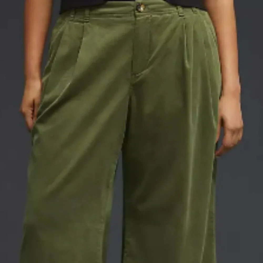 By Anthropologie Retro Vintage  Pleated Wide-Leg Corduroy Trousers Size 32 - Picture 8 of 8